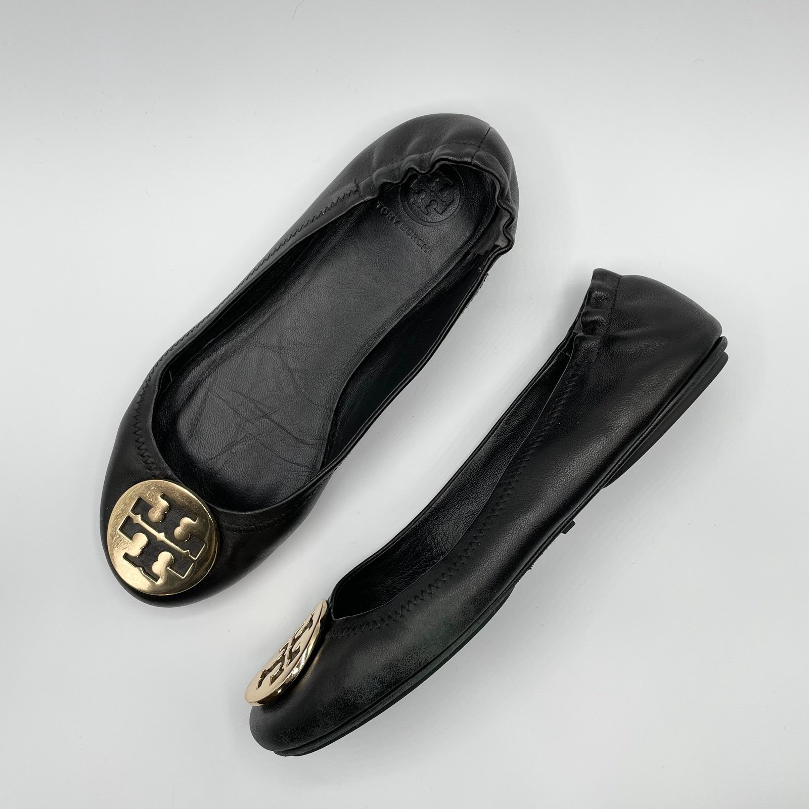 Tory Burch Black Minnie Travel Ballet Flat Sandals size 7
