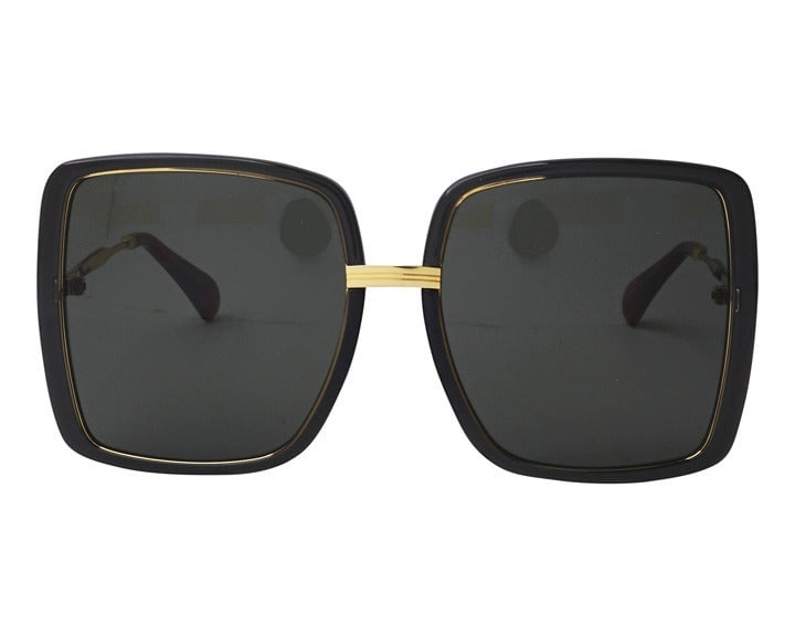New GUCCI Sunglasses GG0903S 001 Grey Gold Oversize Square Authentic