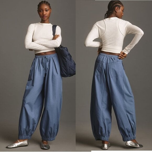 The Mossa Parachute Pants By Anthropologie new with tag nwt blue SIZE S