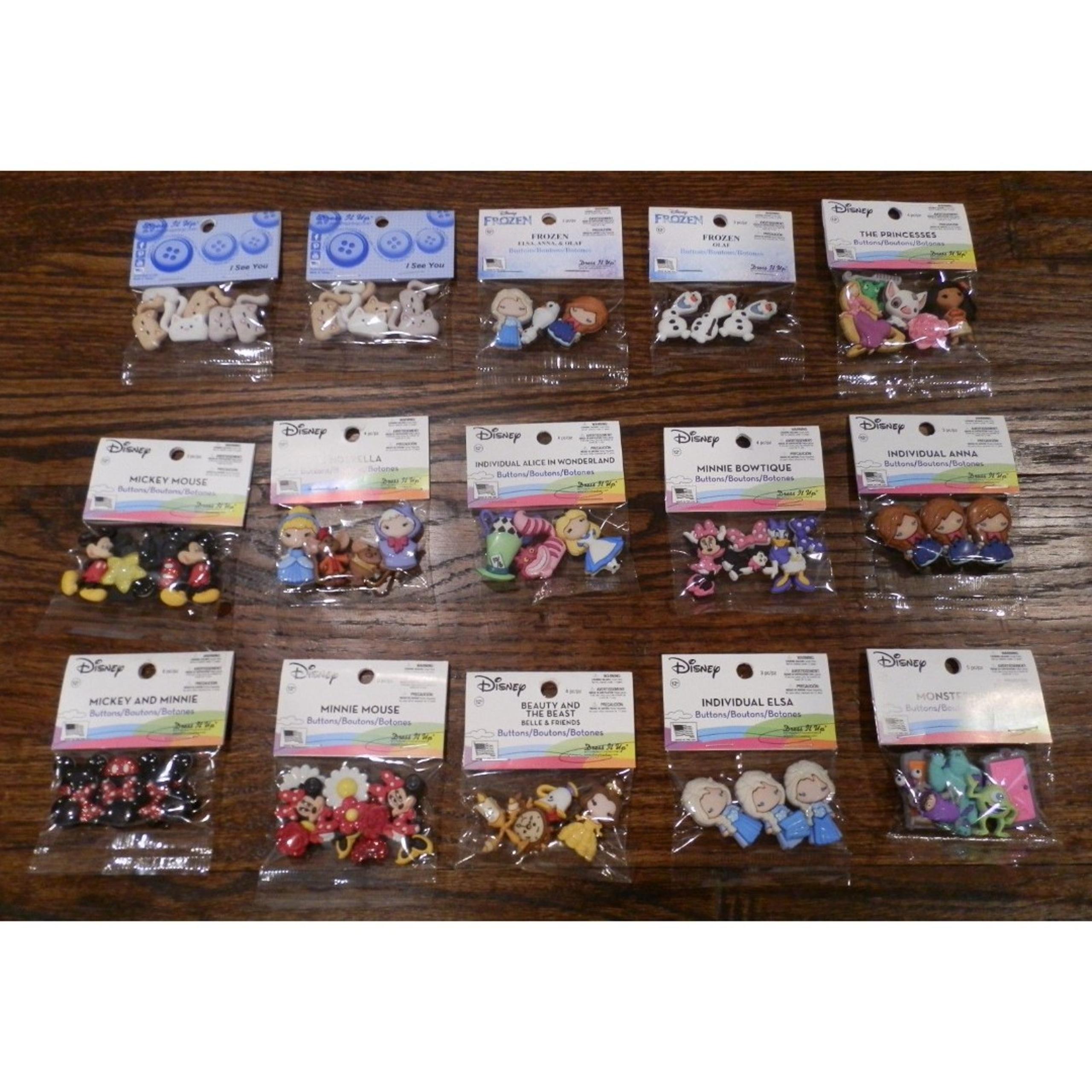 Dress it Up Disney Button Set of 15 New in Bags