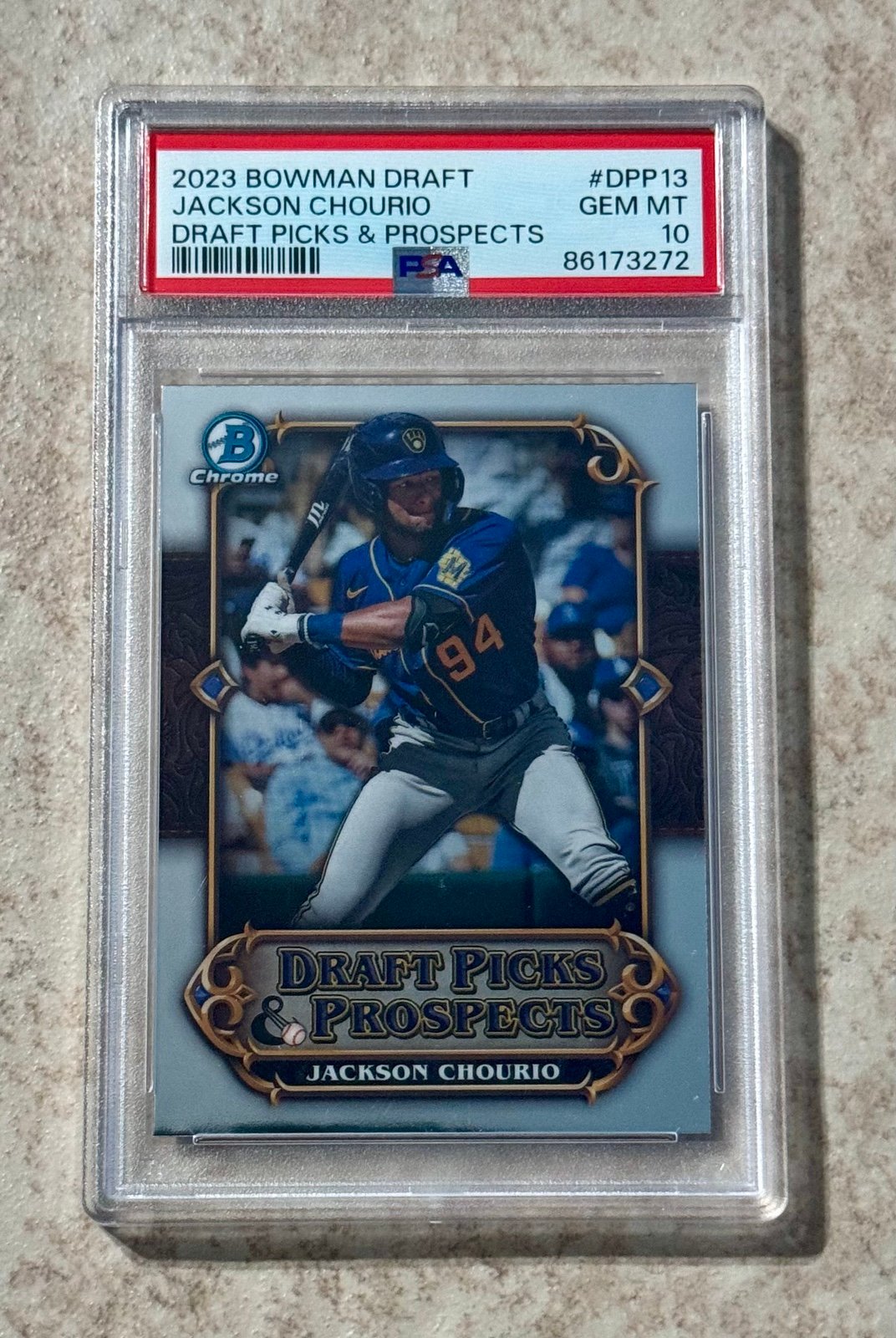 2023 Bowman Chrome Draft Draft Picks and Prospects #DPP13 Jackson Chourio PSA 10