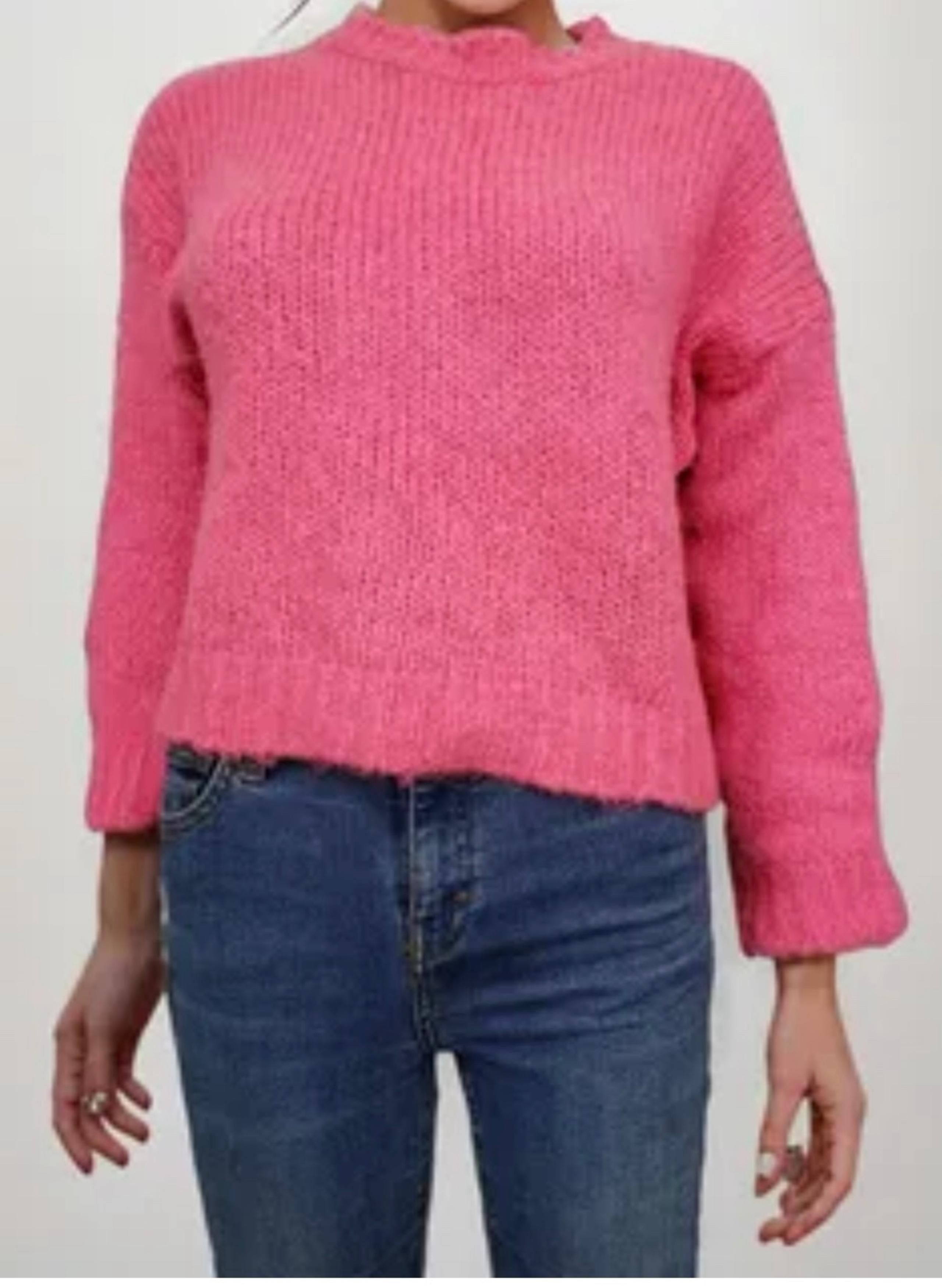 J. Crew Factory Women’s Mock Neck Sweater, extra soft yarn, Pink, Medium