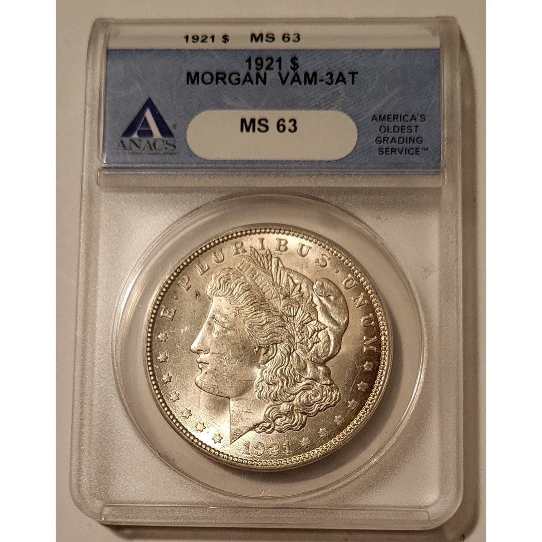1921 Morgan Silver Dollar VAM-3AT MS63 ANACS