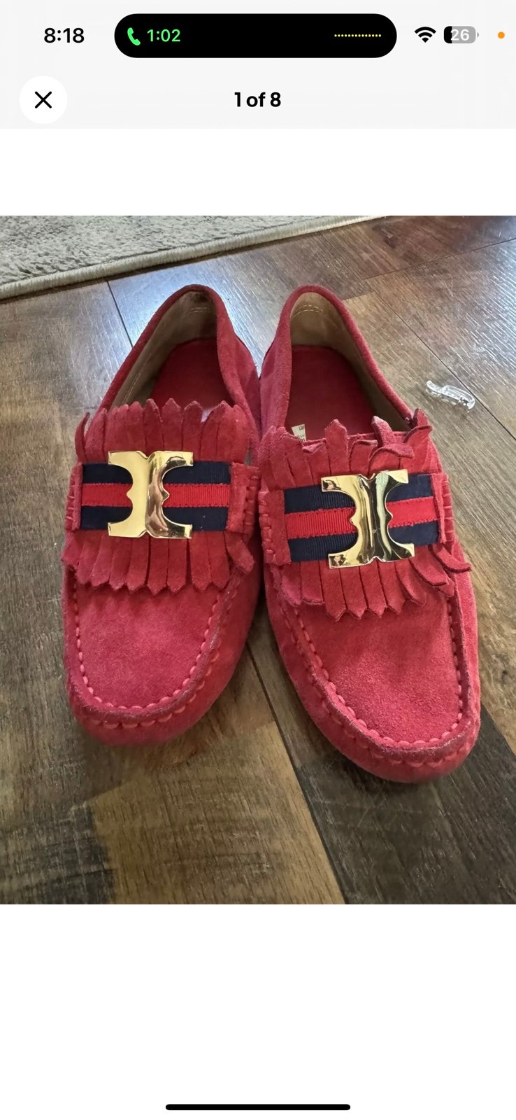 TORY BURCH Red Suede Gemini Link Espadrilles.