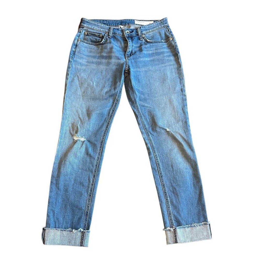 Rag & Bone Dre Low Rise Slim Boyfriend Jeans Pants Mick w/ Holes Size 26 Women's