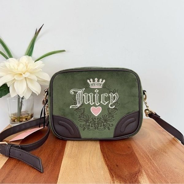 NWT Juicy Couture Bag Heritage Crossbody In Green & Chocolate