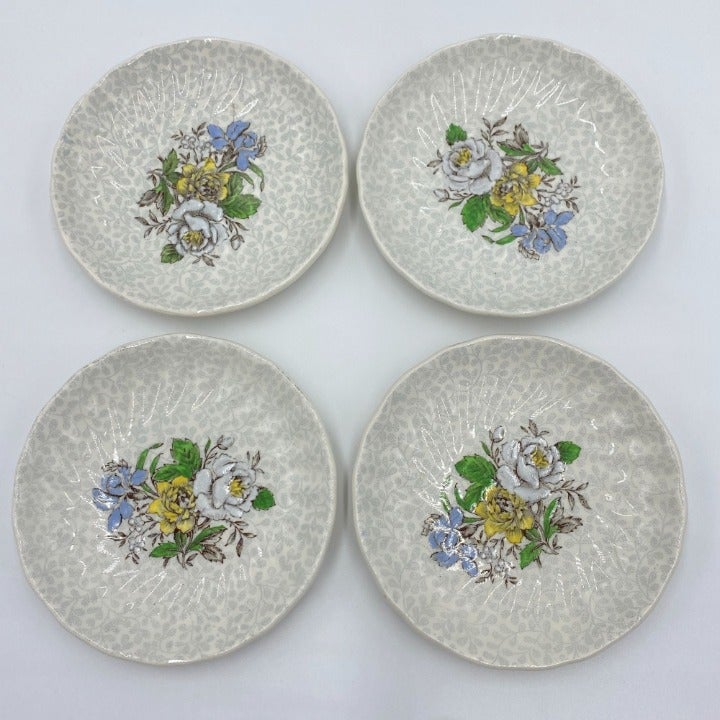 Vintage Royal Doulton Sutherland D.6315 Small Plates with Flower Pattern Set of