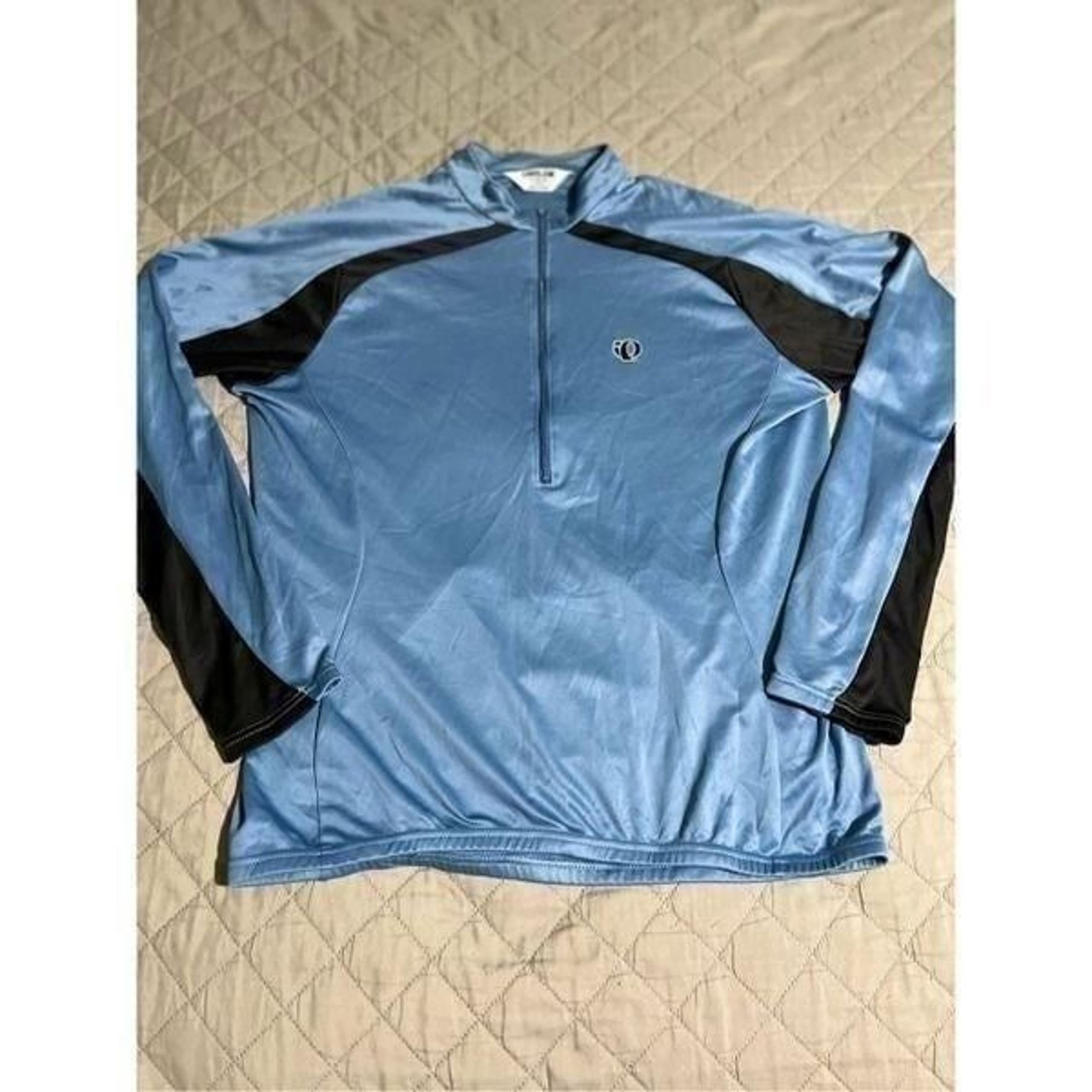 IQ Pearl Izumi Womens Size XL Blue 1/2 Zip Long Sleeve Cycling Shirt Pockets