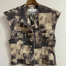 【GANNI】print denim fitted vest Denim vest