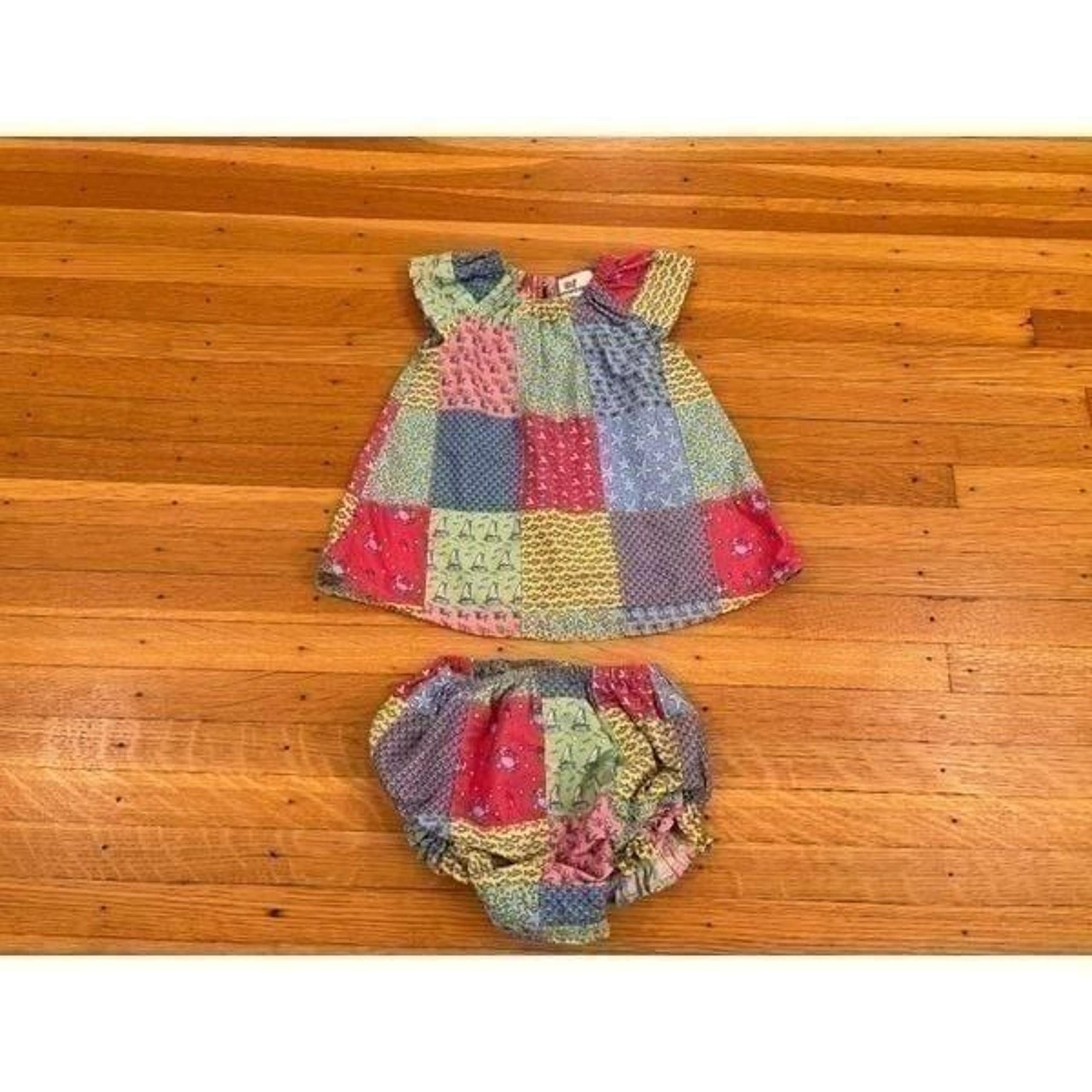 Vineyard Vines Colorblock printed dress and diaper cover.