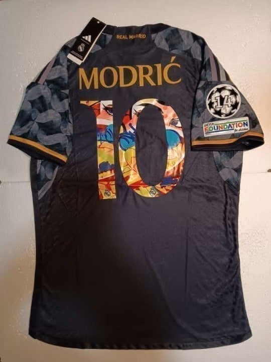 Luka Modric Real Madrid UCL SEN2 Art Match Slim Navy Away Soccer Jersey 2023-24