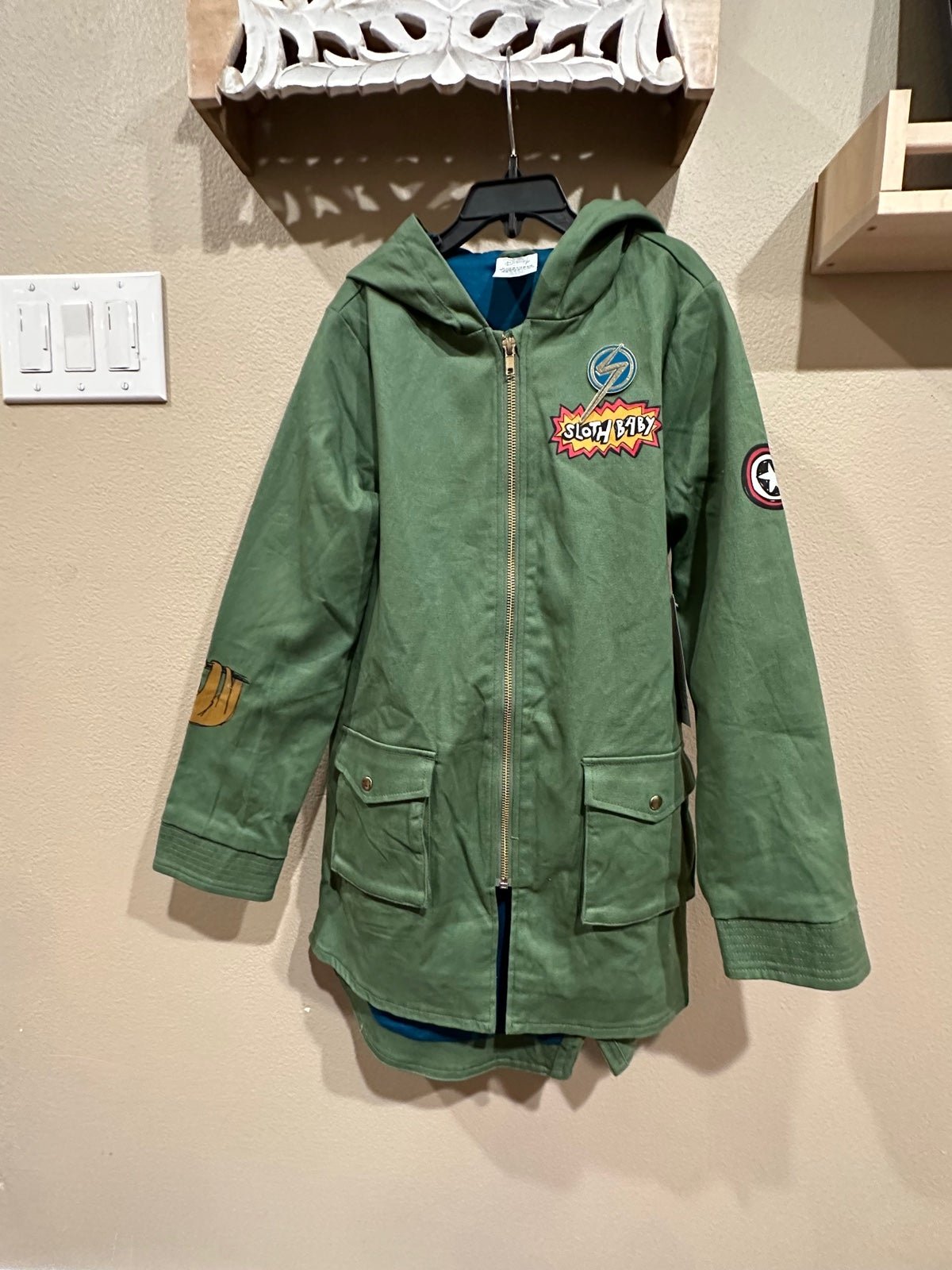 Disney kids girls Mr Marvel green Military green long jacket