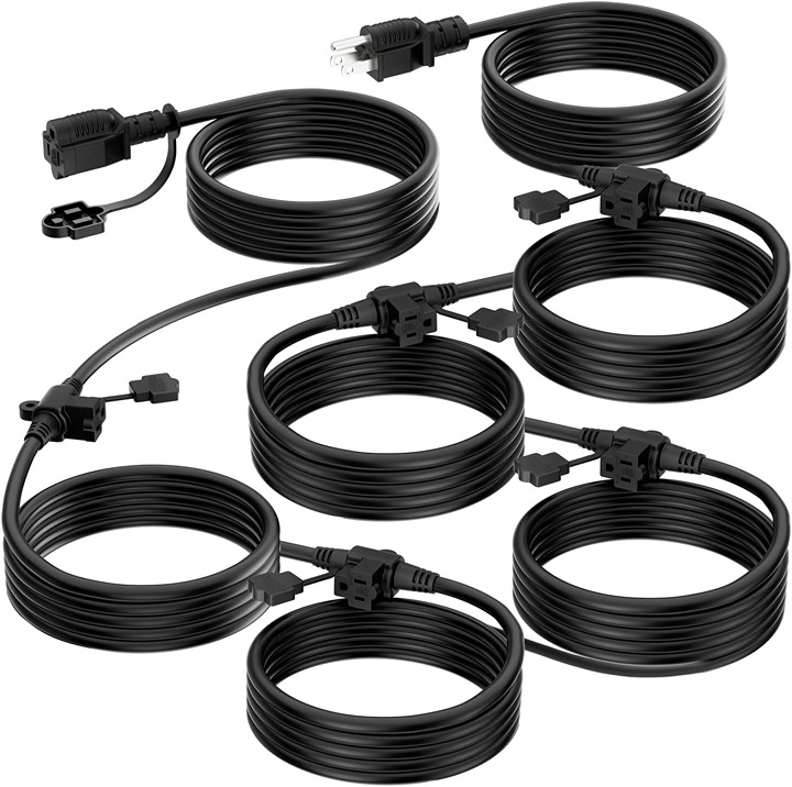 Outdoor Extension Cord 50 FT, Evenly Spaced 6 Outlets Plugs