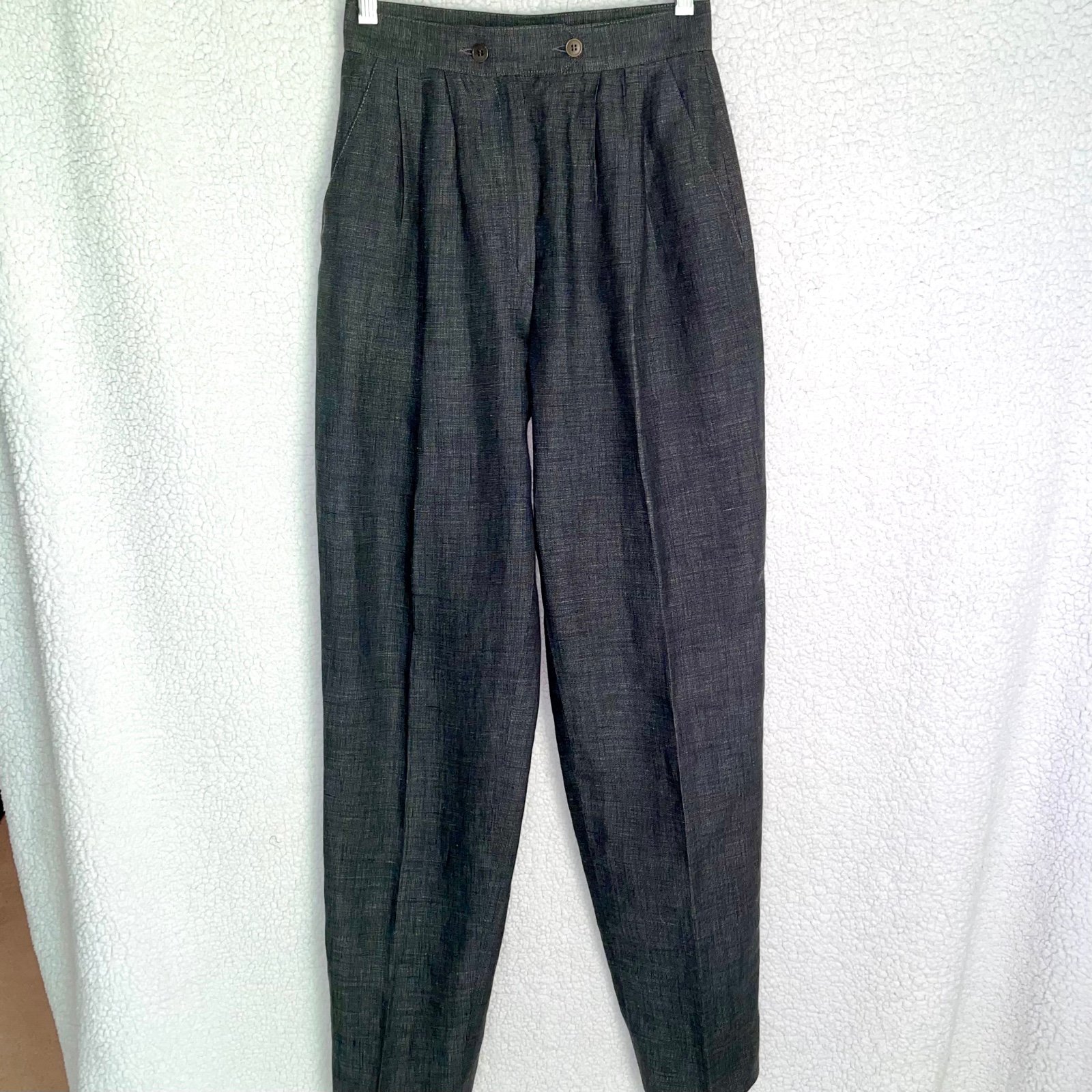 ‘80s Italian luxury Purolino linen high-waisted charcoal pants/EUC