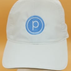 Top knot White Baseball Cap Hat Blue Logo w/ P fitted Hat M/L 100% Polyester