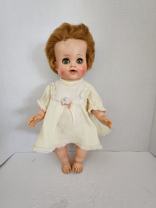 Vintage 1960's Frey Mfg. Co. Baby Doll With Working Squeaker. 18