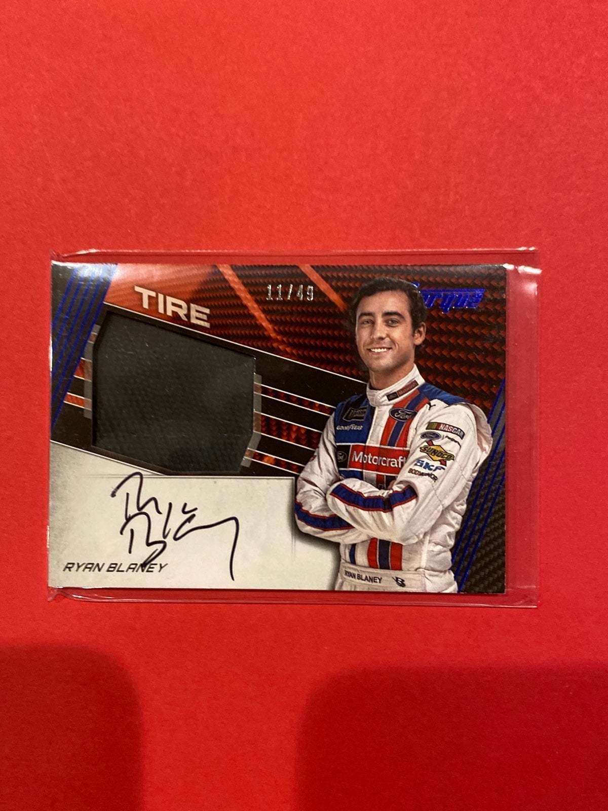 Ryan Blaney Signed /49 - 2017 Panini TORQUE Race Used Tire - NASCAR