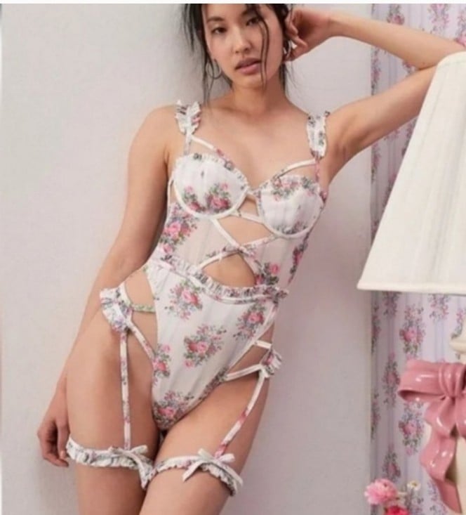 Lailah Bodysuit Teddy Garter For Love and Lemons