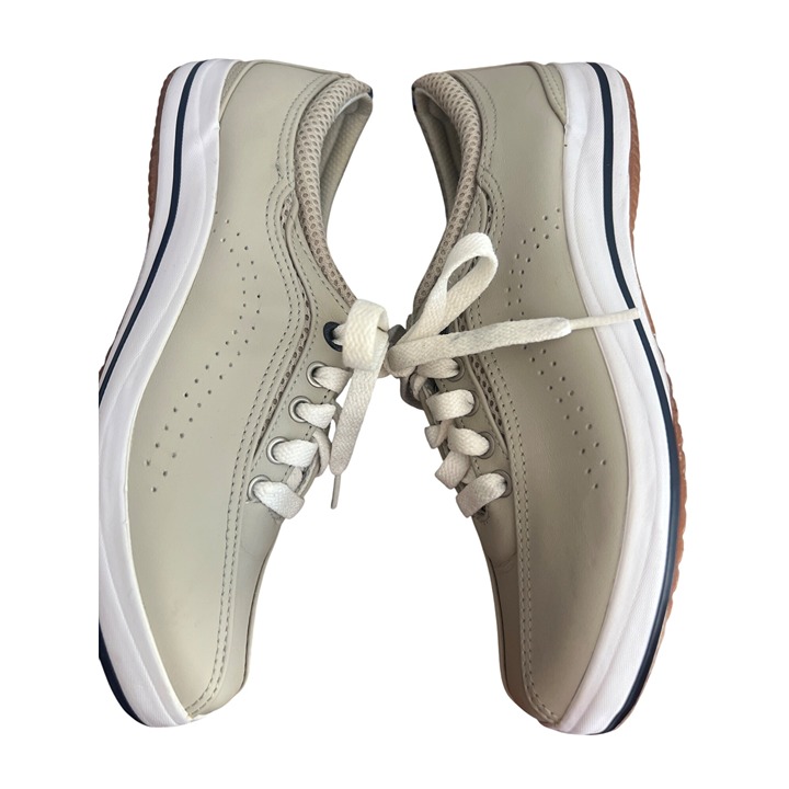 Keds Beige Leather Lace-Up Oxford Sneakers Tan Tennis Shoes