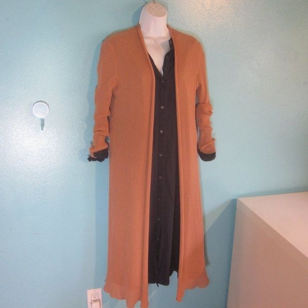Eileen Fisher Women Size S Ribbed Long Lightweight Knit Cardigan Sweater / Top