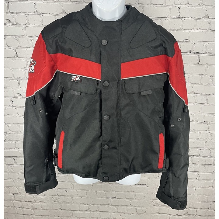 EXL Red Armored Motorcycle Racing Windproof Waterproof Reflex Jacket Size XL