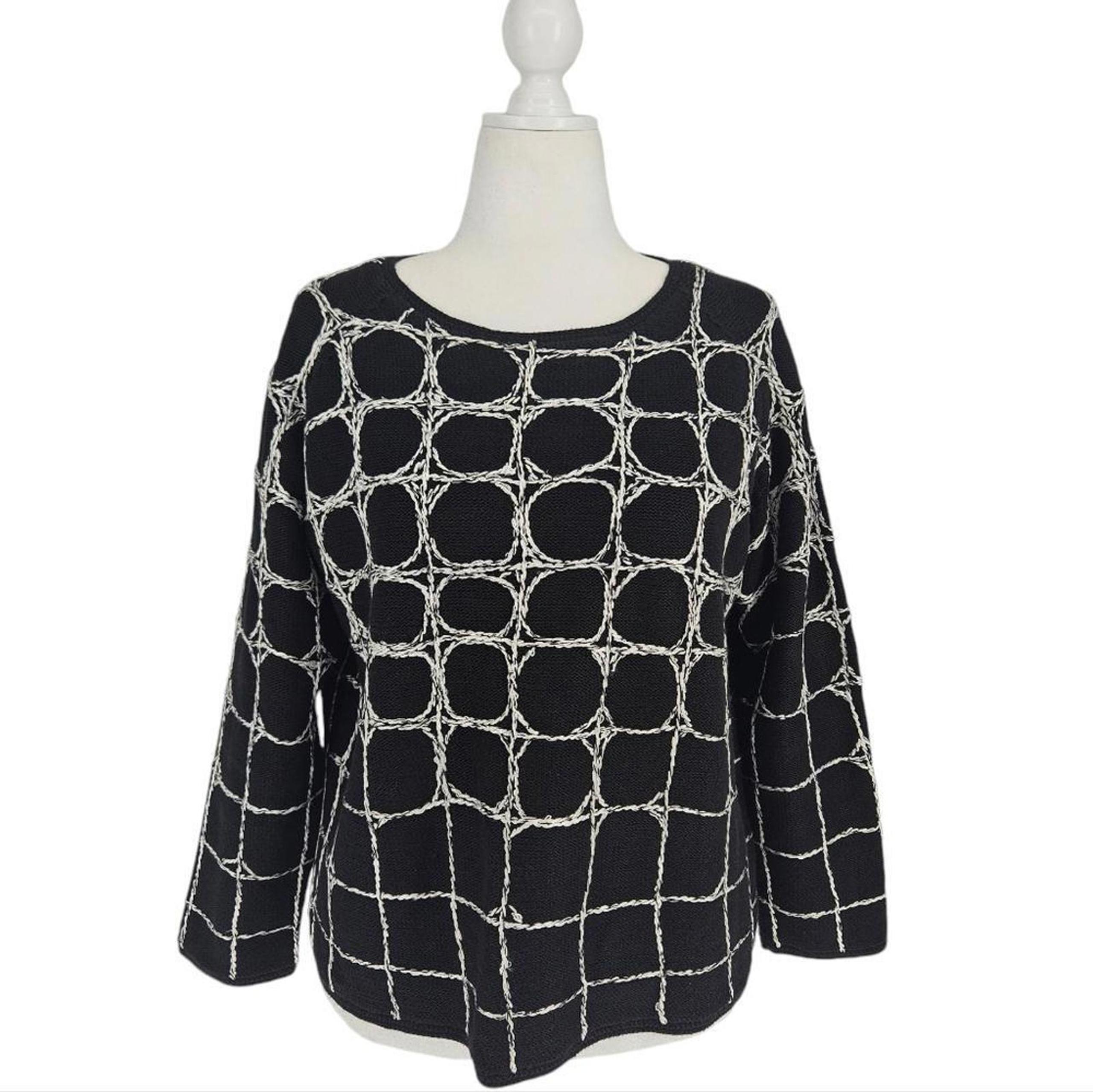 Vtg Michael Simon Oversized Chunky Knit Geometric Sweater Women Small / Medium