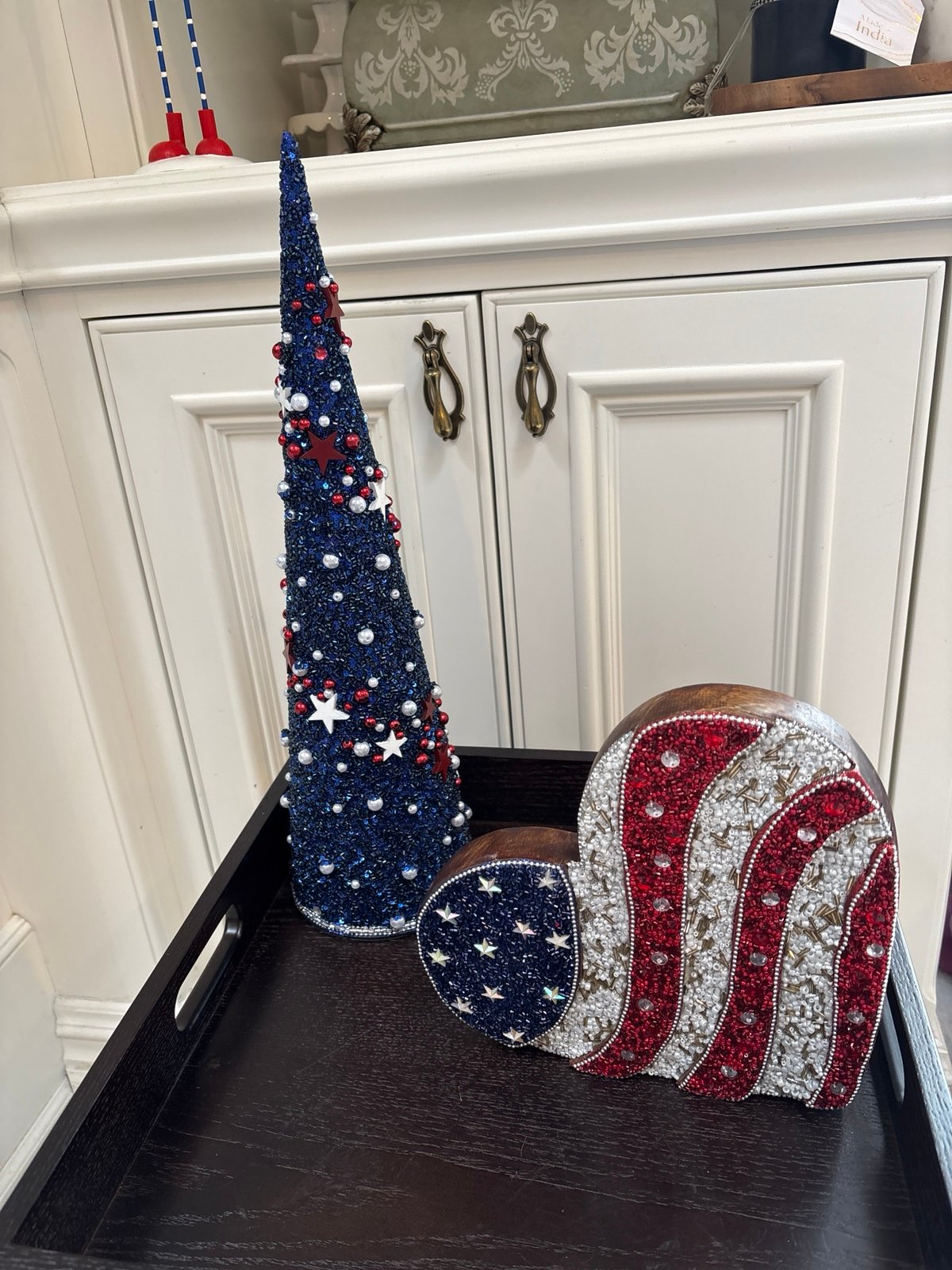 Patriotic Embellished Heart & Embellished Cone Set.