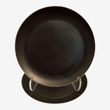 Lot of TWO Noche BLOCK Salad Plate Matte Black BIDASOA Espana Porcelain Spain!