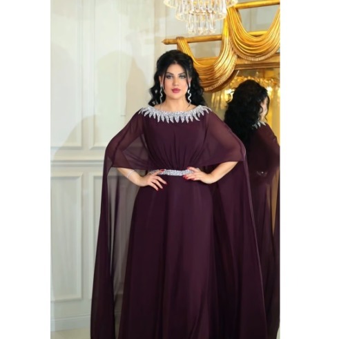 Purple eggplant with silver Turkish abaya dress gown Pakistani Indian Stunning s