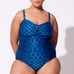 Torrid Blue Mermaid Scale Slim Fix Wireless Lattice Front One Piece Swimsuit 1X