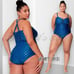 Torrid Blue Mermaid Scale Slim Fix Wireless Lattice Front One Piece Swimsuit 1X