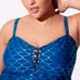 Torrid Blue Mermaid Scale Slim Fix Wireless Lattice Front One Piece Swimsuit 1X