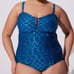 Torrid Blue Mermaid Scale Slim Fix Wireless Lattice Front One Piece Swimsuit 1X