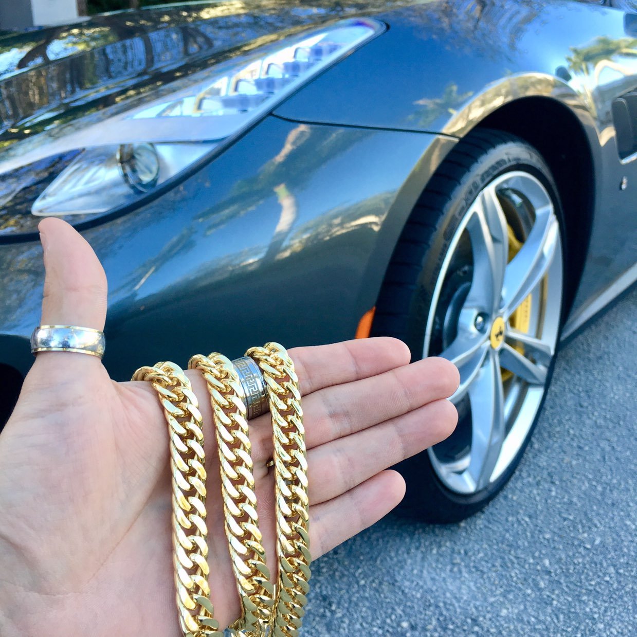 DOUBLE CUBAN LINK CHAIN 18K GOLD ITALY