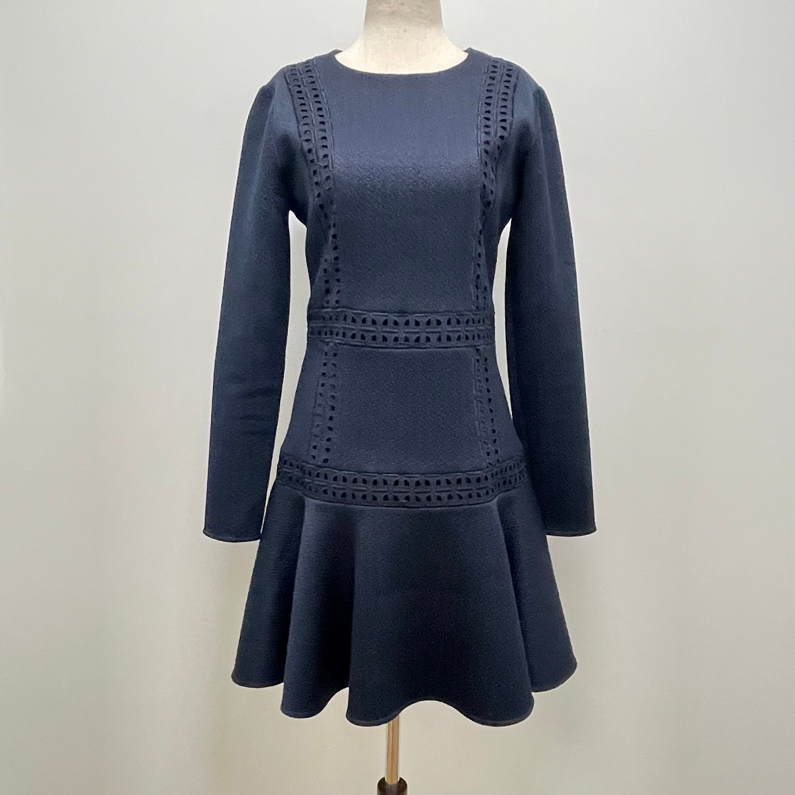 Prose & Poetry Billy Flounce Long Sleeve Navy Dress Size Medium