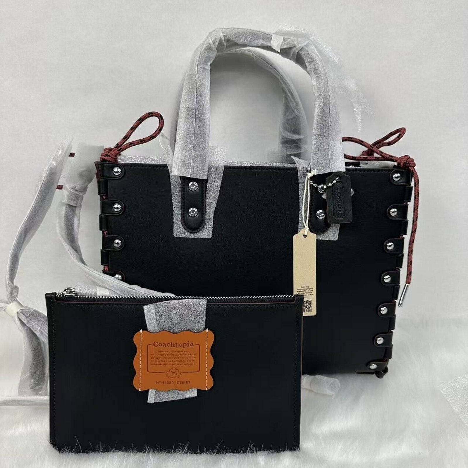 Coach Re Laceable Tote Crossbody Black Coachtopia Leather Pouch NWT CO667