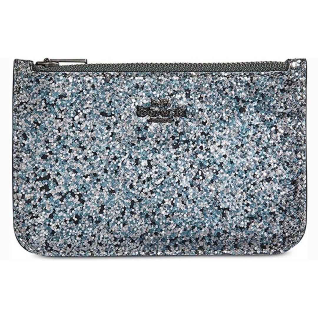 COACH Glitter Zip Card Case Leather NWT
