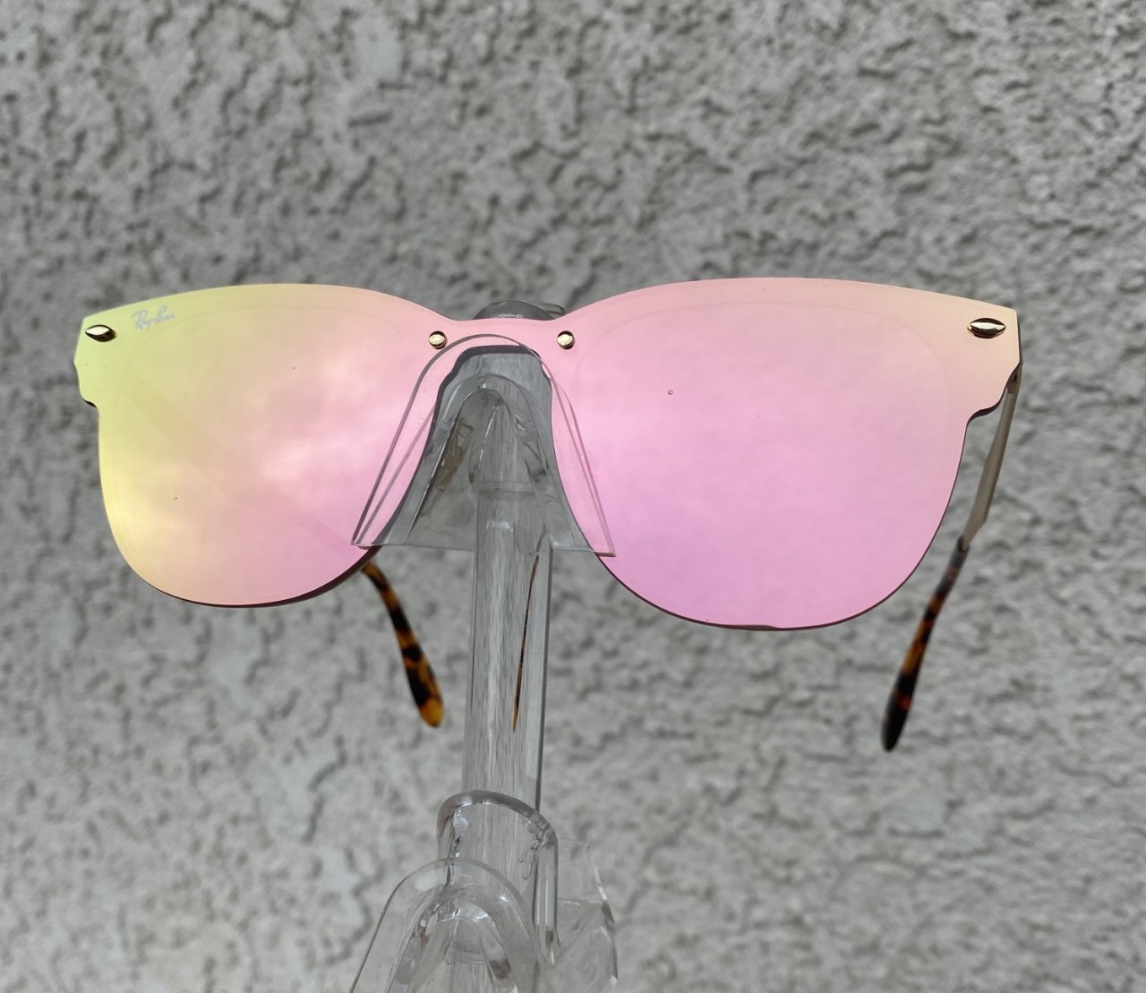 Ray-Ban Sunglasses RB3576N Blaze Clubmaster Gold Frame Pink Mirror Lens 47mm
