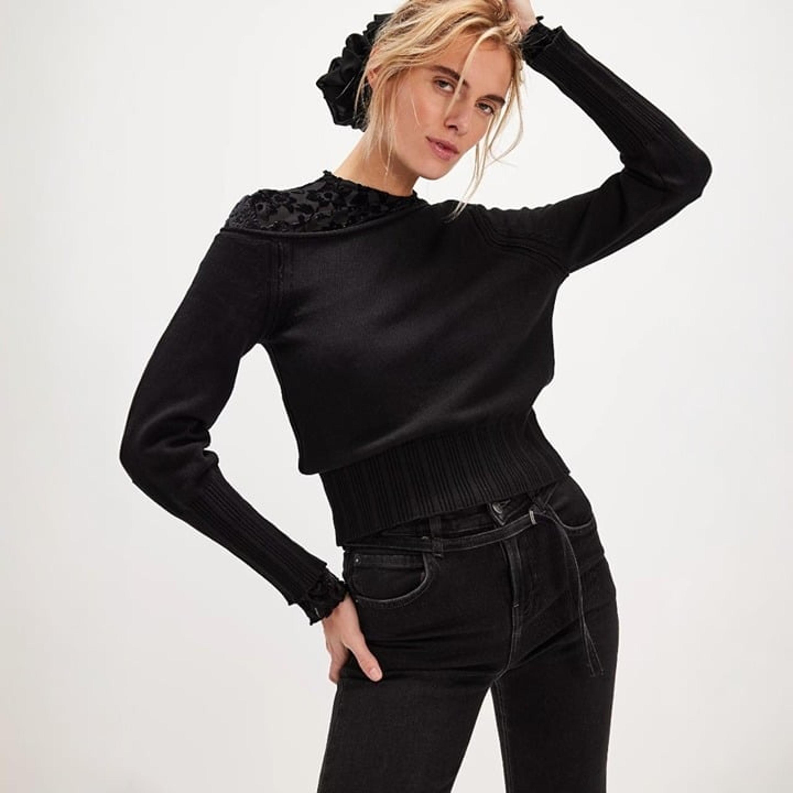 Marceille Long-Sleeve Pullover | Black | XS | NEW - Free People