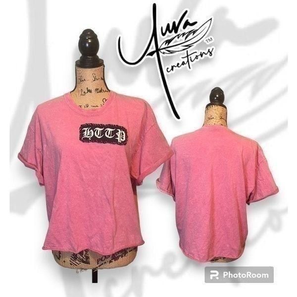 UPCYCLED Auva Creations Graphic Patchwork Hand Sewn HTTP Tee