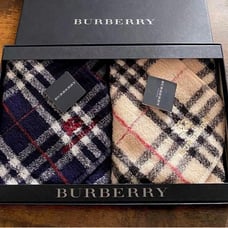 Brand New ★BURBERRY★ 2-Piece Towel Handkerchief Set, Nova Check, Navy & Beige