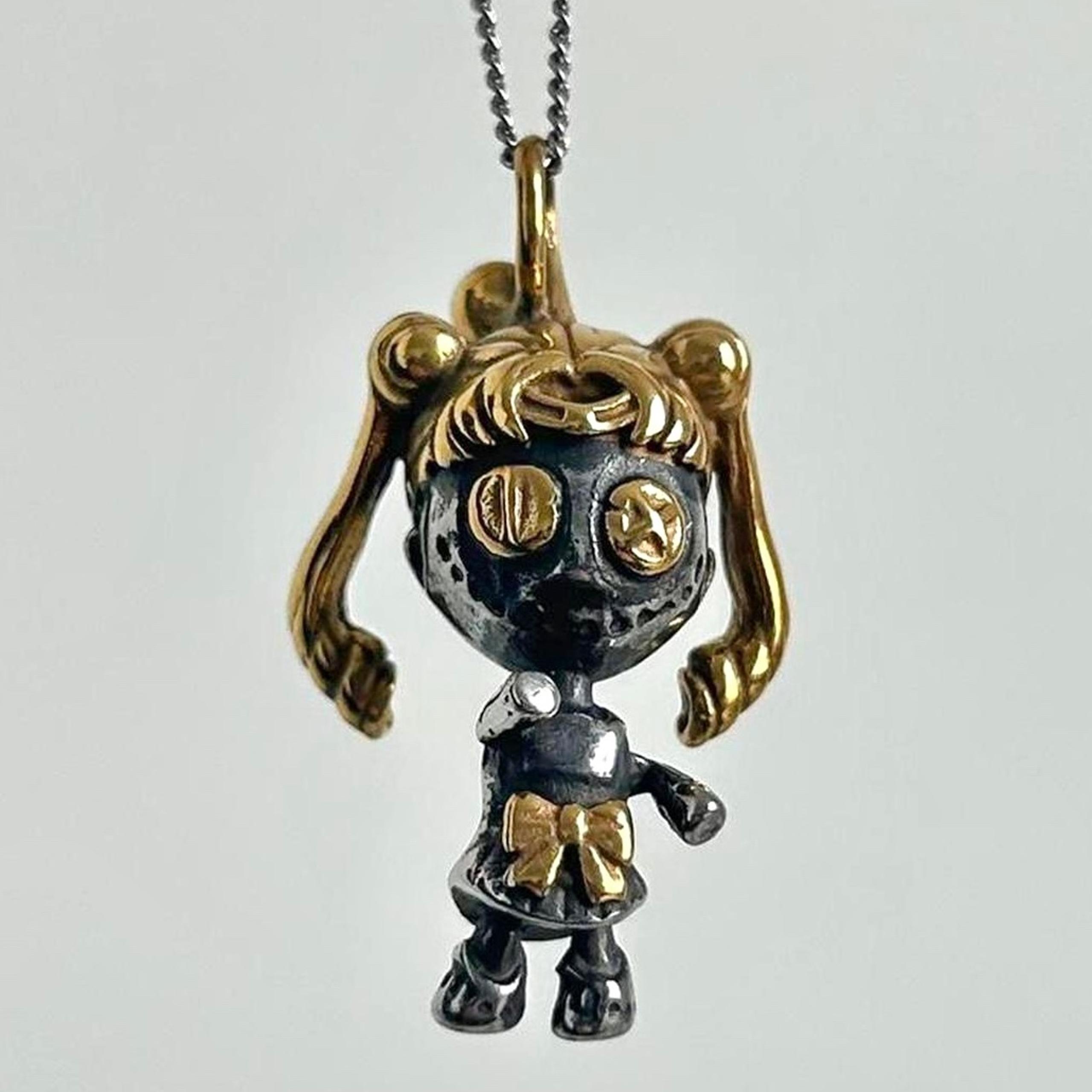 Stainless steel 3D sailor moon doll pendant necklace y2k grunge gothic jewelry
