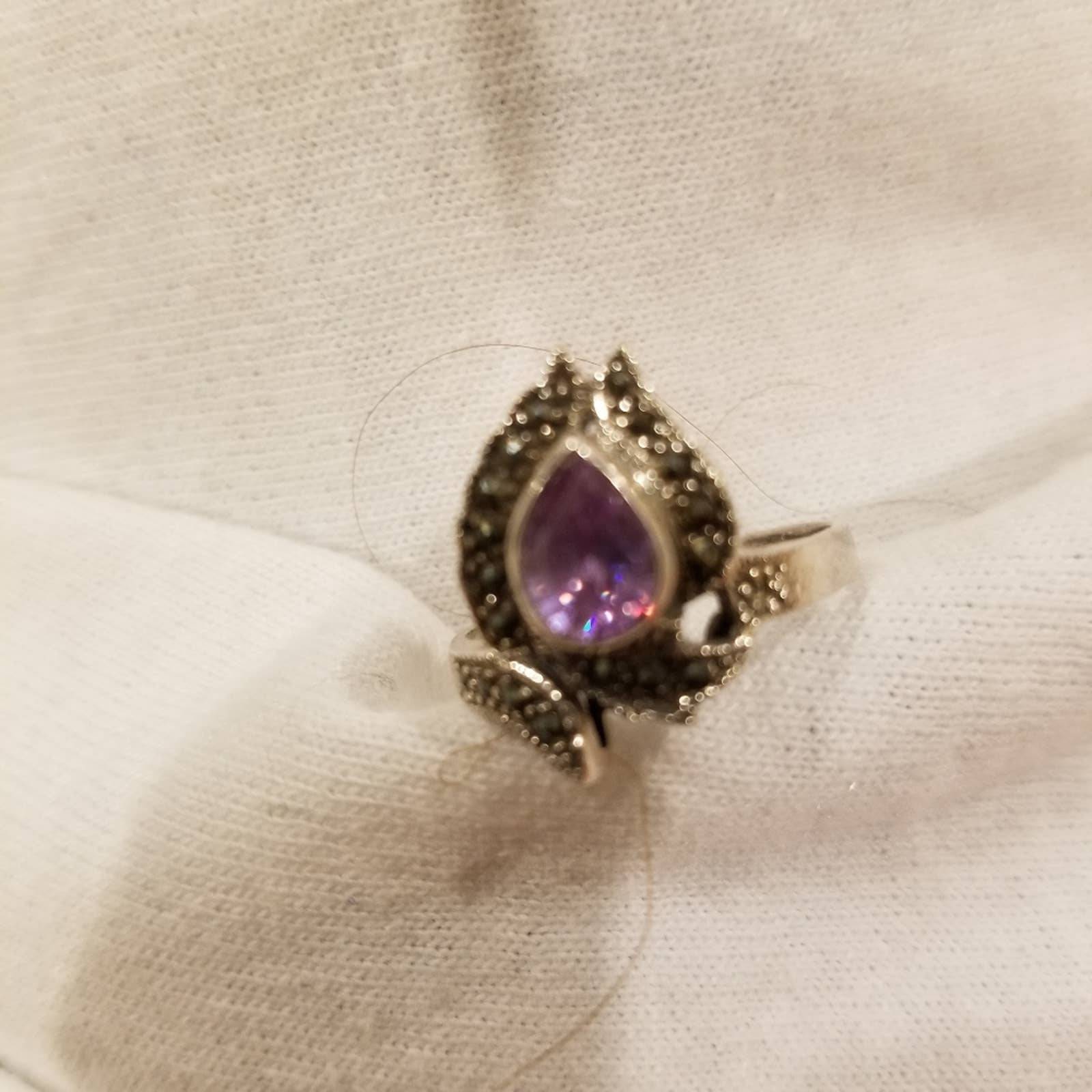 Amethyst marcasite Vintage Ring size 8