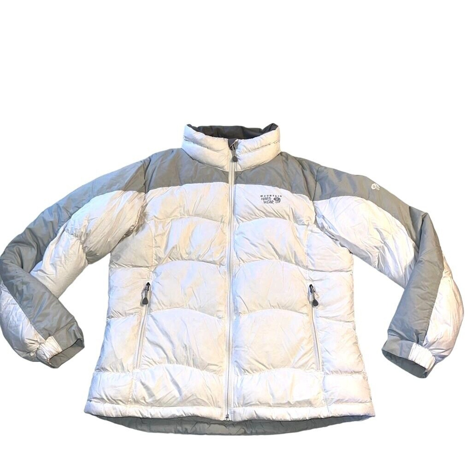 Mountain Hardwear Womens Puffer Jacket Down Winter Coat Outdoor White Gray Large