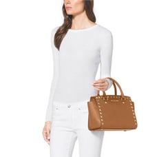 Brown Michael kors Selma studded leather satchel large purse
