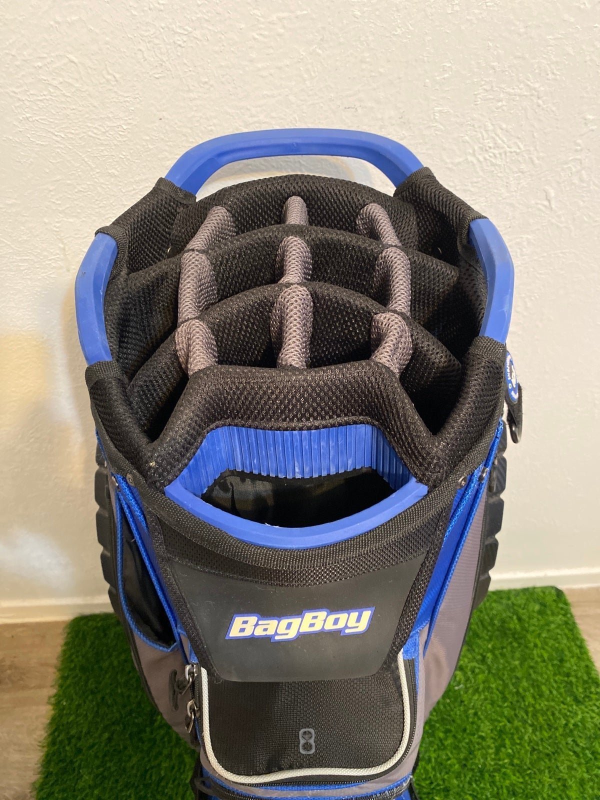 Very Nice! Bag Boy Blue Black 14 Divider Cart Golf Bag & Cover BagBoy