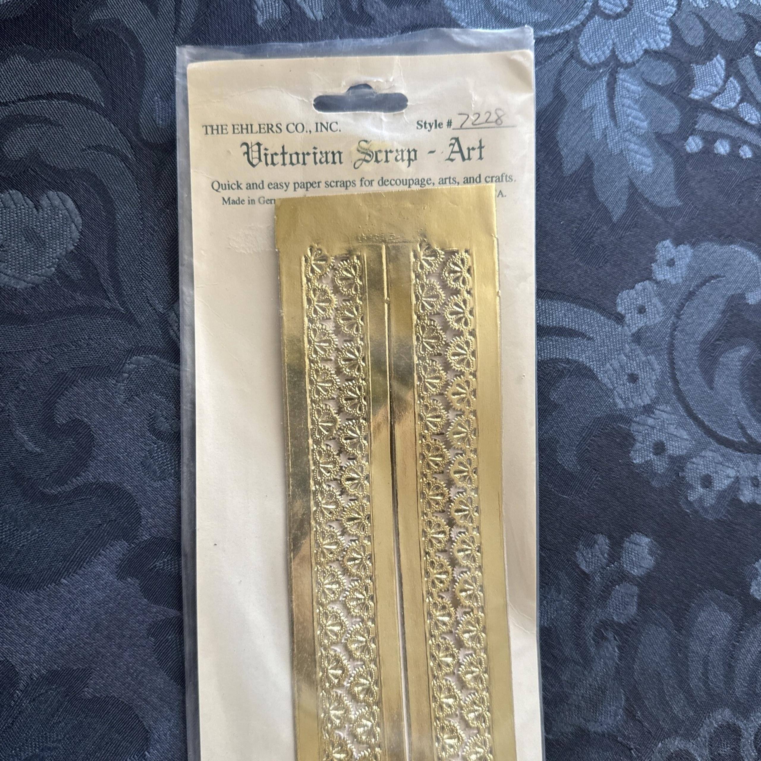 Scalloped Border, Antique Gold Strips Paper Victorian Art Crafts Decoupage