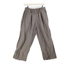 J.JILL Cropped Linen Pull-on Pants Womens SZ 1X x 21 Pale Brown Pockets Coastal