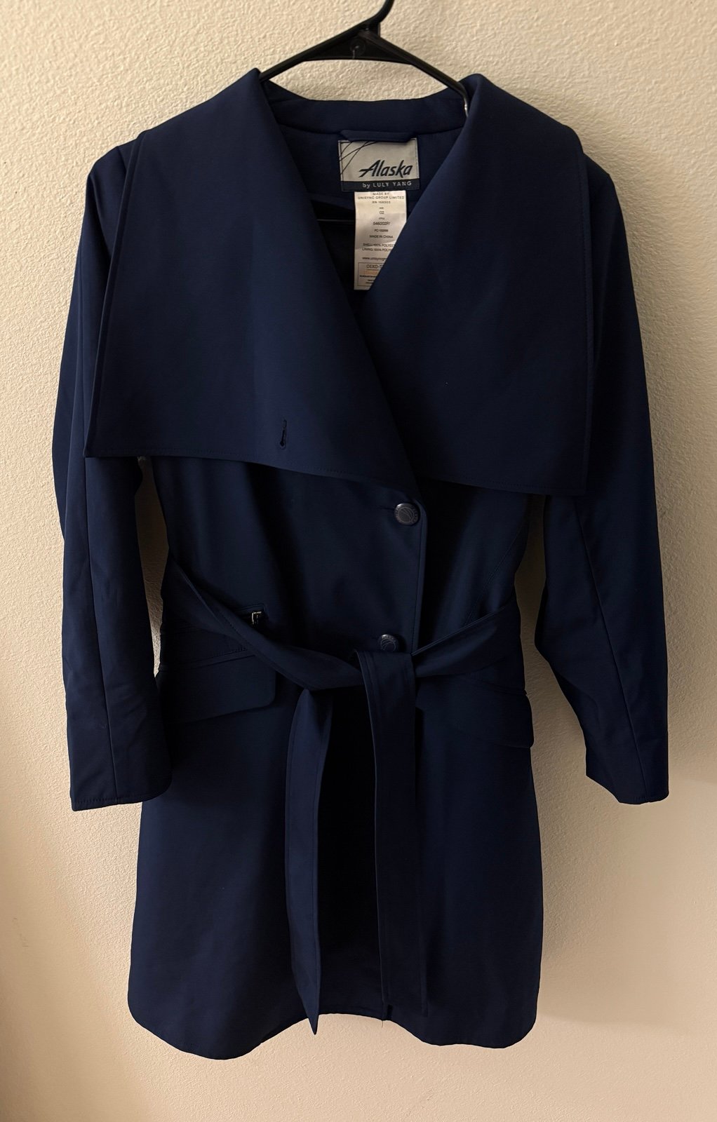 Alaska Airlines Flight Attendant Uniform Trench Coat Size 02 XS