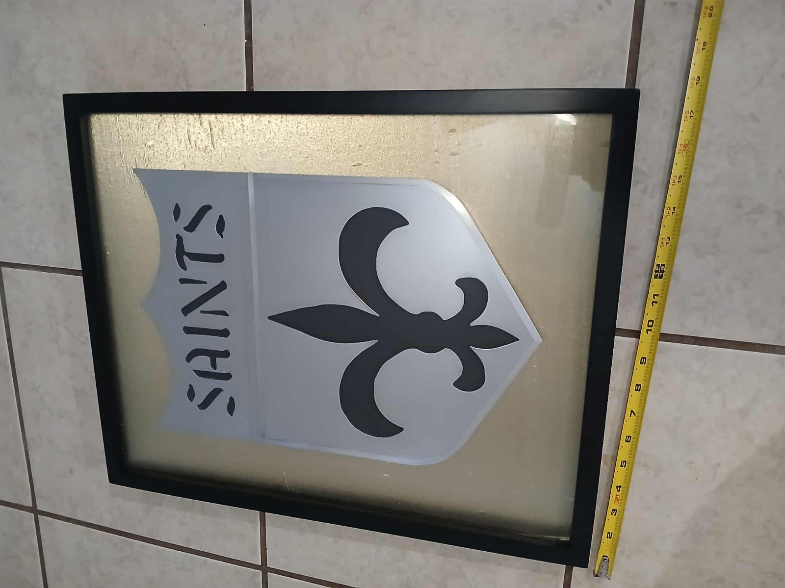 Custom-made, framed polished, stainless steel ol skool, very cool saints shield